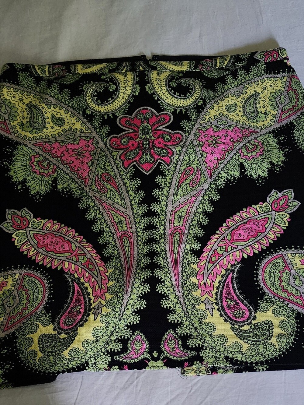 INC International Concepts Black Mini Skirt with Paisley Waistband